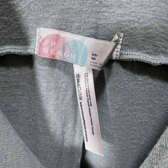 Free People FP Beach Linen Blend V-Neck Jumpsuit Romper Green XS - Picture 2 of 9